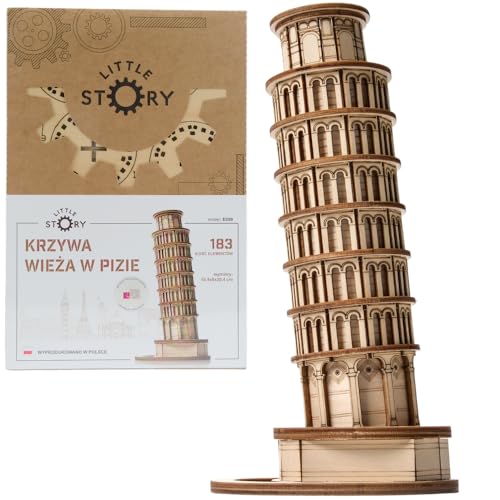 Little Story Puzzle éducatif en bois modèle 3D - Kit à faire soi-même pour enfants et adultes - Cadeau idéal (La tour penchée de Pise)