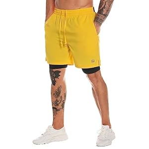 Men’s 2 in 1 Running Shorts Quick Dry Athletic Shorts with Liner, Workout Shorts with Pockets and Towel Loop