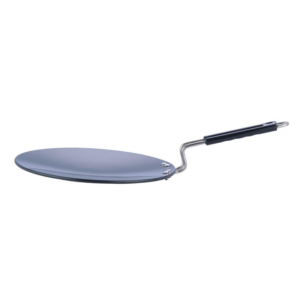 Vinod Black Pearl Hard Anodised Tawa, 26.5 cm, 5.25 mm Thick | Metal Spoon Friendly | Sturdy Riveted Handle | Even Heat Distribution | Perfect for Roti & Paratha, Toxin-Free | Durable 2-Year Warranty 1