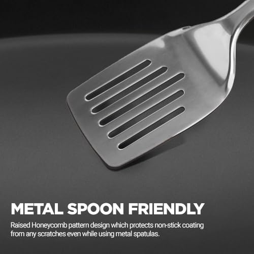 Image of Milton Pro Cook Induction Cookware & Gas Stove Friendly Classic 28cm Non Stick Dosa Tawa | Greblon C3+ German Coating | PFOA Free | Metal Spoon Friendly | Sturdy Handle | Dishwasher Safe | 1Y Warranty