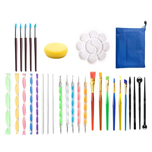 Toyvian 30 Pcs Mandala Dotting Tools Set Caneta Dotting Tools Brushes Mandala Stencil Ball Paint Tra