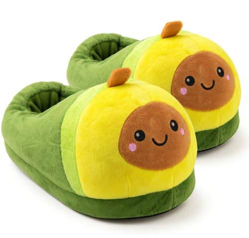 Knuffis Avocado Hausschuhe Plüsch Hausschuhe Damen Hauschuhe lustig Avocado Slippers 37-44