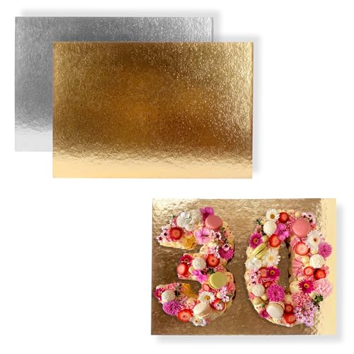 Kuchenplatten Rechteckig 40x30 cm Gold-Silber Pack 10 | Be Your Packer