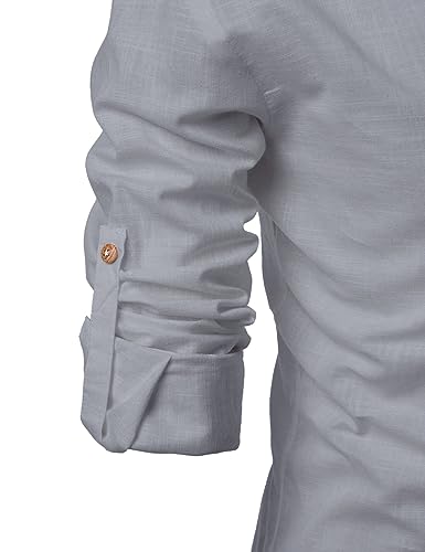 Image of Univibe Full Sleeve Chinese /Rounded /Mandarin Collar Pure Cotton Casual, Wedding, Party, Festival Stylish Short Length Slim fit Kurta Style Shirt for Men and Boys.