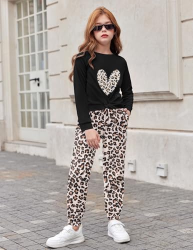 Image of Arshiner Girls 2 Piece Outfits Fashion Twist Front Tracksuit Long Sleeve Pullover Sweatshirt Sweatpants Jogger set Sweatsuit
