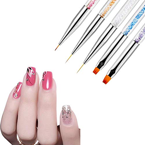 image for Ealicere 5 Pcs Double Ended Nail Art Brushes，Nail Art Point Drill Dr