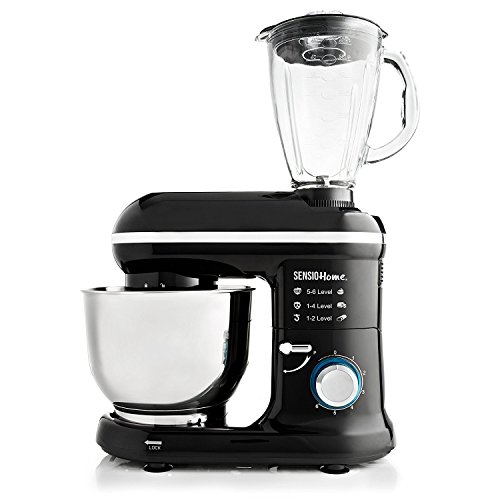 Price comparison product image Sensio Home 2-in-1 Food Processor Blender & Stand Mixer Machine - 1300W Electric Motor - Dough Hook,  Whisk,  Beater,  Splash Guard