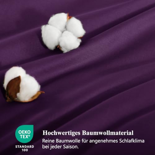 RUIKASI Bettwäsche 155x220 Baumwolle Lila - Bettwäsche-Sets 155x220cm 3teilig Wendebettwäsche 3tlg mit Reißverschluss… – Ansicht 6