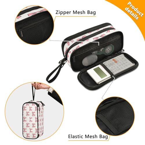 Image of Caikeny Pencil Case Ribbons Glitter Pen Bag Cartoon Large Capacity Pencil Box Pen Pouch with Zipper Cosmetic Organizer for Kids Teens Adults