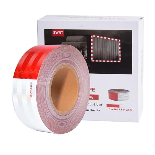 SWRT DOT-C2 Reflective Tape 2 Inch x 30 Feet Red White Reflective Tape Outdoor Waterproof Conspicuity Strong Adhesive Reflector Tape Warning Safety Tape for Vehicles Trailers Boats Signs