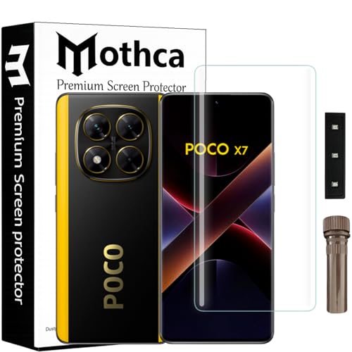 Image of Mothca Curved UV Tempered Glass Screen Protector for Poco X7 | HD Clear | Full Screen Coverage | Pack of 1