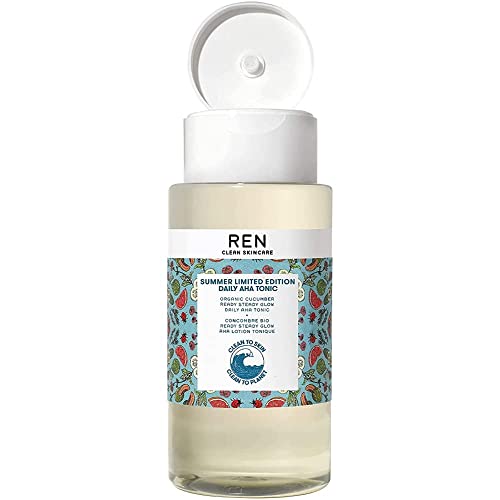 Ren Clean Skincare - Summer Limited Edition Daily Aha Tonic - Brightening Face Toner For Sensitive Skin With Ahas & Salicylic Acid, Cruelty Free & Vegan #TOP1