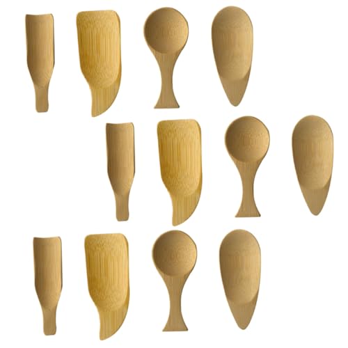 Zerodeko Bamboo Tea Spoons 12 Pcs Assorted Demitasse Spoons for Drinks Mixing Jam Tea Measurement