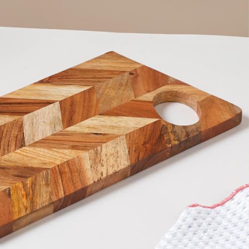 Image of Nestasia Wood Chopping Board for Kitchen (15 Inch) | 100% Natural Acacia & Mango Wood Cutting Board for Chopping Fruits & Vegetables | Durable, Olive Oil Coated & Toxin Free