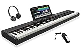 STRICH Digitalpiano 88 Tasten E-Piano mit halbgewichteten Tasten, tragbares E Piano Set für Anfänger mit Sustain Pedal, Kopfhörer und Notenhalter SEP-150S