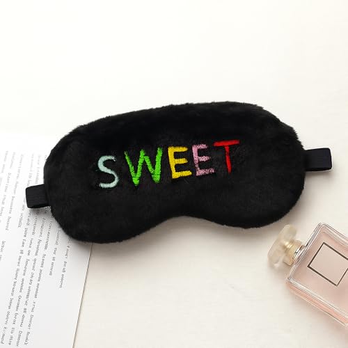 Image of Jenna Eye Mask for Sleeping | Soft Sleep Mask for Girls, Women & Children | Colorful Eye Cover for Travel, Naptime & Night Sleep (Fur Sweet Black)