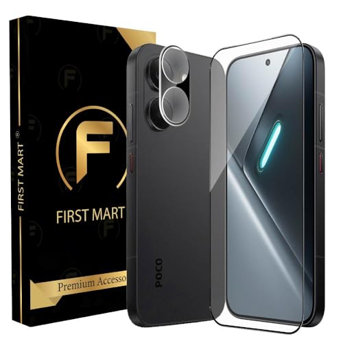 Image of FIRST MART Tempered Glass for Poco X8 Pro with Black Camera Lens Protector & Installation Kit | HD Clear, Edge-to-Edge, Scratch Resistant, Case-Friendly | Pack of 1