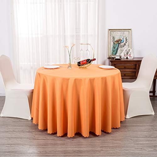Nappe de table à manger ronde en polyester orange de diamètre 3,4m - 4