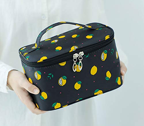Preisvergleich Produktbild Weibliche Kosmetiktasche Kosmetiktasche Weibliche Tragbare Aufbewahrungsbox Mit Großer Kapazität 22 * 15 * 13cm C schwarz