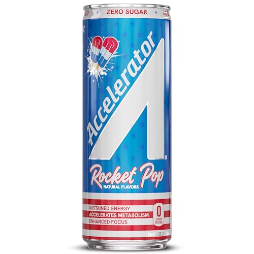 Image of Accelerator Active Energy Drink, Rocket Pop 12oz can (12 pack) | Zero Sugar, Sustained Energy from 100% Natural Caffeine (200mg from Green Coffee Bean & Green Tea extract)