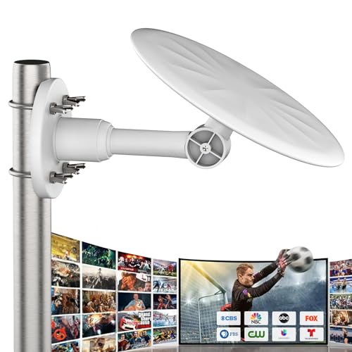 TV Antenna Outdoorr Omni Directional with Signal Amplifier Long Range HDTV Reception for Smart TVs Supports 8K 4K 1080P Weatherproof Housing All TV Compatible 32.8ft Coax Cable