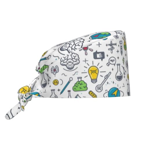 Tuaakeo - Science and Laboratory Working Cap, Scrub Cap with Sweatband, Adjustable Tie Back Hat Breathable Headgear for Women/Men