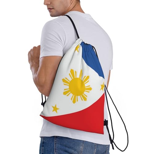 Cute Philippines Flag Drawstring Bag for Men Women With Adjustable Sports Gym Backpack Swim Bag Travel Hiking Daypack3