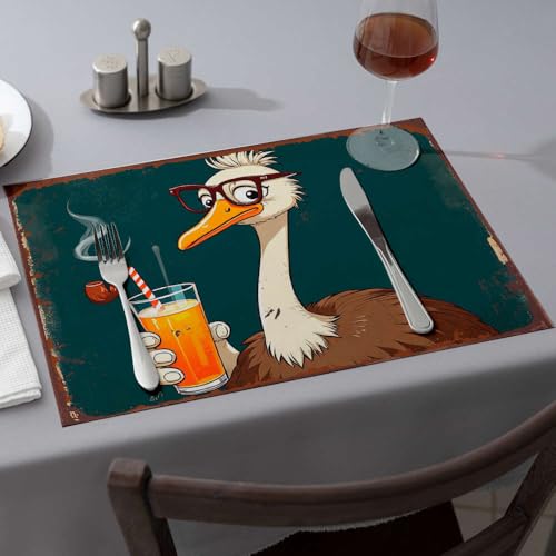 Sets de table autruche rose lot de 6 dessous table de cuisine retro