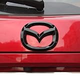 MAXDOOL Car Front Rear Logo Decoration Cover Sticker Sequins Frame Trim Emblem for Mazda 3 Exterior Accessories (Black Rear Emblem)