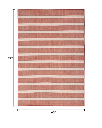 Nourison Home Positano Terracotta Ivory 4' x 6' Area Rug - Easy Clean, Non Shedding, Bed Room, Living Room, Dining Room, Kitchen (4' x 6')