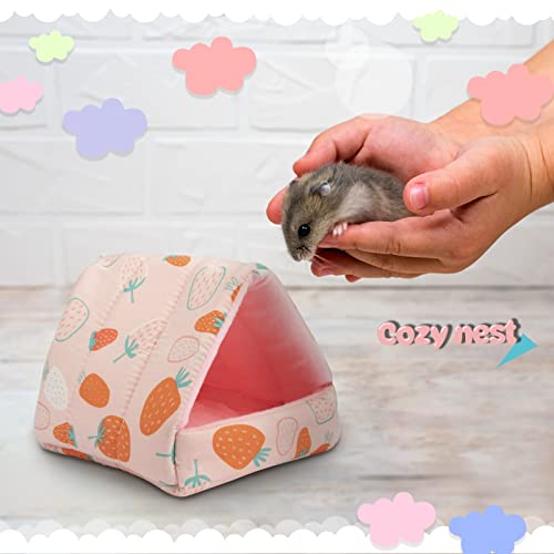 Yuepet 2Pcs Hamster Cave Beds Small Animal Warm House Cozy Triangle Hideouts Cute Mini Nest For Hamster Dwarf Rats Hedgehogs Mouse Gerbils Mice(Pink & Blue) #TOP5