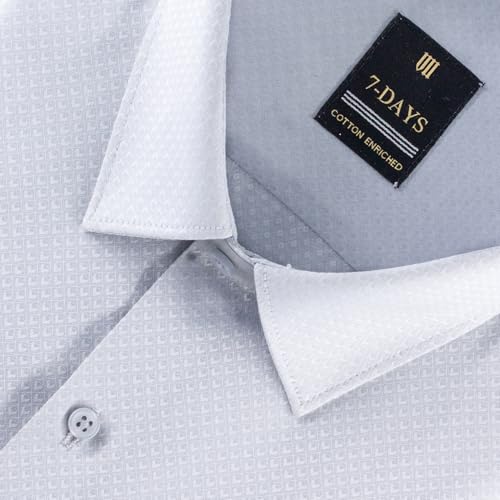 Image of 7-DAYS Premium Men's Formal Shirts - Cotton Rich, Textured Self-Design, Full Sleeve, Regular Fit, Wrinkle Resistant, with Pocket - Perfect for Office