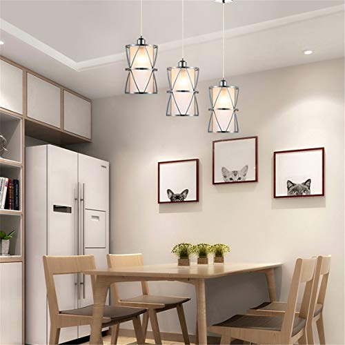 Klosm Modern Mini Pendant Light In Brushed Nickel Finish With Frosted Glass Shade 1-Light Adjustable Cylinder Pendant Lighting Fixture For Kitchen Island Sink Dining Room Counter Farmhouse #TOP7