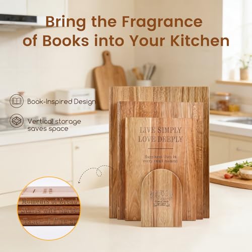 Set de 3 tablas de cortar de madera Acacia con soporte miniatura 2