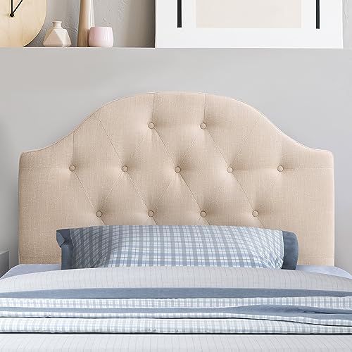 Corliving Calera Diamond Tufted Fabric Arched Panel Headboard - Twin Silver #TOP3