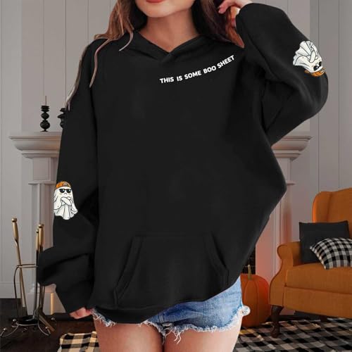 Halloween Sweatshirts for Kids 2025 Trendy Cute Ghost Graphic Long Sleeve Sweatshirt Crewneck Spooky Season Sweaters3