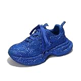 Cape Robbin Johanna Sneakers, Chunky Sneakers Women, Trendy Rhinestone Platform Sneakers, Chunky Black & White Sneakers Women - Royal Blue Size 8