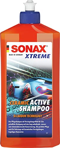 SONAX XTREME Ceramic ActiveShampoo (500 ml) Pflegeshampoo mit Versiegelungseffekt für eine lang anhaltende wasser- und schmutzabweisende Konservierung | Art-Nr. 02592000