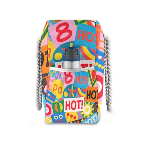 Colorful Cartoon Hot Modern Bag Beach Sports Waterproof Sandproof with side pockets Large Womens Tote Bags for work3