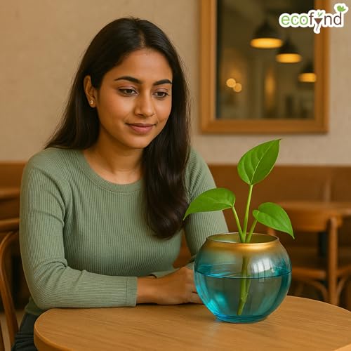 Image of ecofynd Glass Vase for Flowers Plants, Modern Decorative Vase for Home Decor Center Table, Bedroom, Living Room, Office Decoration, Wedding or Gifts, Luster Glass Vase, (GVASE011)