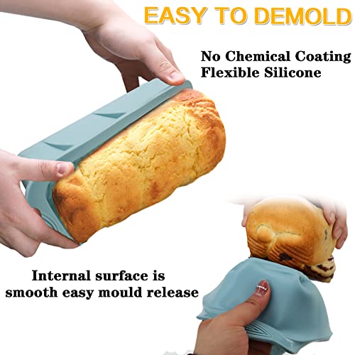 Loaf Pans For Baking Bread 8.5 X 4.5 Value 2 Pack Toast Oven Mold Silicone Food Grade Reusable Bakeware Pan Dishwasher For Kitchen Homemade Breads Cakes Meatloaf (Blue-2 Pack) #TOP2