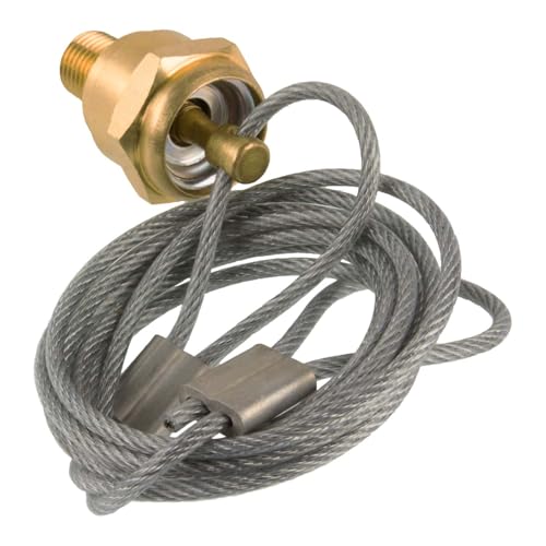 Image of World American WA12105 Manual Air Brake Reservoir Drain Valve w /5' Pull Cable, 0.25 inch NPT Male Thread - Replaces Haldex 12105, Phillips 12-820 Velvac 032082 Meritor R12105 Tectran 111160 Tramec 35013