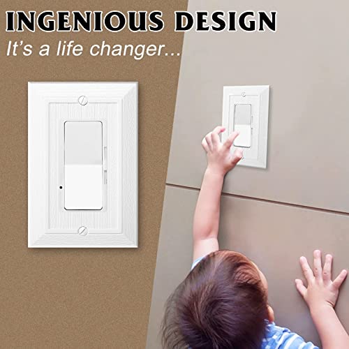 Modern Decorative Wall Plate Switch Plate Outlet Cover, Vintage Retro Wood Grain Design(Single Decorator-4 Pack, White) #TOP6