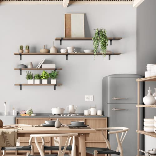 8 Inch Wall Shelf Brackets (Match 7.25" Board) 4Pcs, Heavy Duty Black Metal, Kitchen, Bathroom, Mantel Floating Shelves Hardware #TOP7