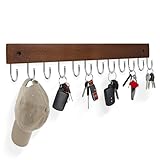 UNIFUN Key Hooks, Key Hooks for Wall Mounted with 12 Hooks, for Entryway, Bathroom, Hallway and Kitchen（Brown Color）（1PACK