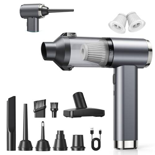 GARAID 4en1 Aspirador de Mano, 25000Pa Mini Aspirador Potente Portátil, 6000mAh Aspiradora Coche Sin Cable con Motor sin Escobillas, 2 Niveles de Succión, para Pelo De Mascotas, Coche, Hogar, Oficina