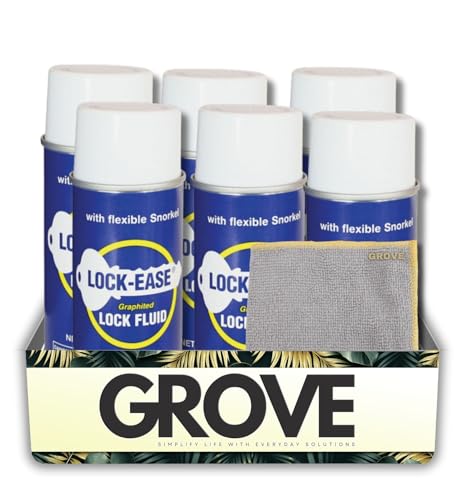 6x Lock-Ease General Purpose Lubricant Spray 3 oz Bundle with Microfiber Cloth – Garage Door Lubricant Spray – Graphite Film Helps Reduce Friction and Protect Locks and Small Parts– Gift Set (7 Items)