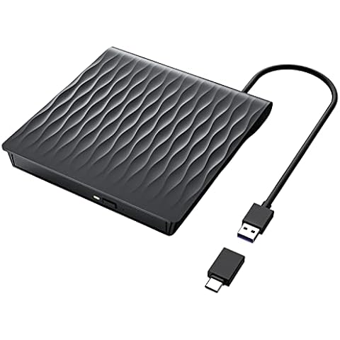 LPUNCD Externes DVD Laufwerk USB 3.0 & Type-C, CD Laufwerk Extern USB DVD Brenner +/-RW für Laptop, Desktop, iMac, Apple MacBook Air/Pro, Kompatibel mit Windows 11/10/XP/8/7/Vista/Linux/MacOS Cover