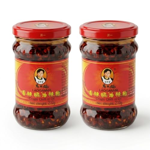 Blue Nile Foods Chilli Oil Variety Pack 210g Crispy & Peanut Flavour Chinese Chilli Oils Crunchy Spicy Condiments Perfect for Stir-Fries Noodles Rice Dips & More Vegan & No Gluten 2-Pack