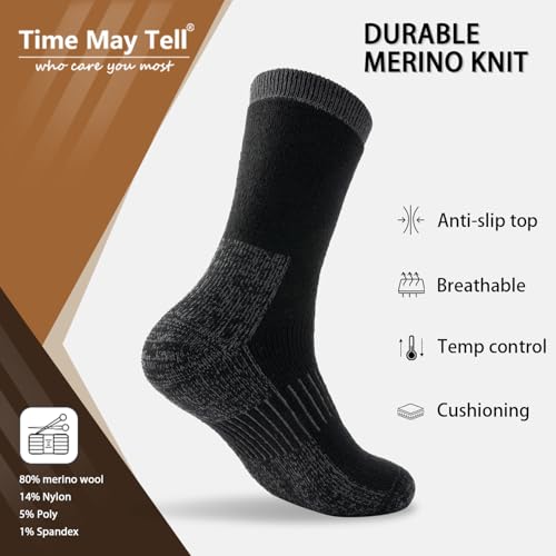Time May Tell Mens Merino Wool Hiking Cushioning Socks For Outdoor Wool-Socks-For-Mens 3 Pack4